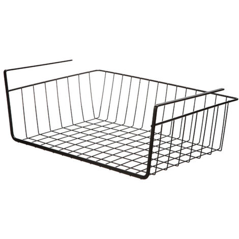 Under Shelf Basket Space Saving Hanging Shelf Iron Wire Basket Under Cabinet Shelf Basket Organizer for Home Kitchen Black