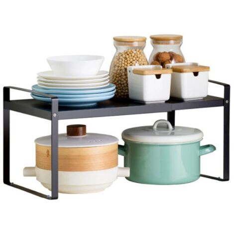 Under-sink kitchen storage, Flexi telescopic shelf, extra storage, adjustable length, plastic, 36-602118cm black
