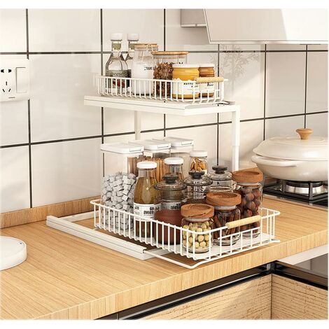 OSQI Double Under Sink Storage Rack Kitchen Under Counter Storage