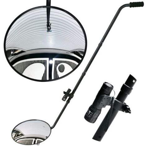Under Vehicle Inspection Mirror, 12 Inch Convex Mirror with Wheels and LED Light for Under Car Safety Check