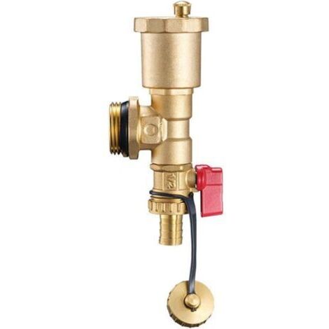 Underfloor heating manifold, automatic ventilation unit, all-copper water distributor for underfloor heating system (red)