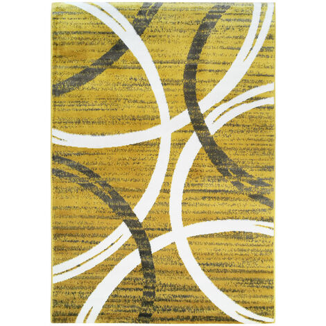 UNDERGOOD ARCHY - Tapis effet laineux motifs arches jaune et gris 160x230