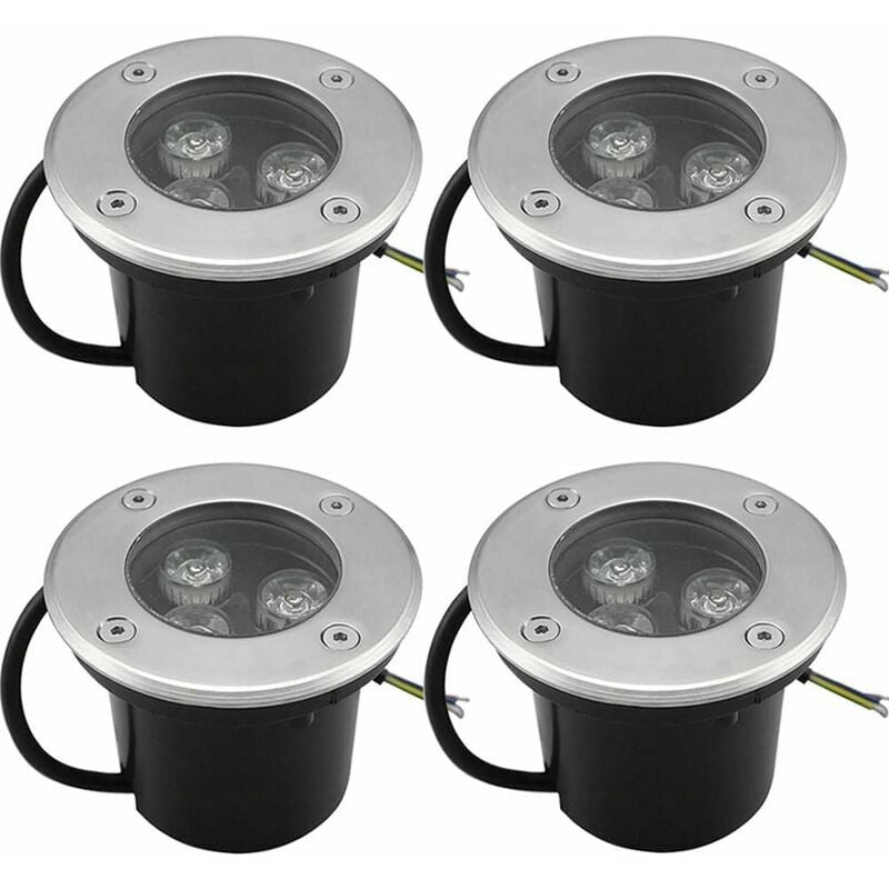 Underground Lights, Warm White LED Underground Landscape Lamp Garden Floor Lamp, Outdoor Lighting-IP68 AC85-265V (4pack, 3W)