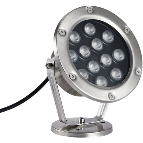 Underwater Lighting IP68 Waterproof Low Voltage Submersible LED Lights Stainless Steel Material Adjustable Angle Pond Lighting for Water Fountain Pond (Color : Cool White)