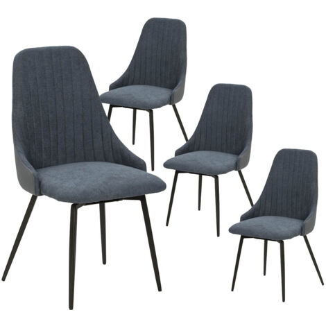 UNDY - Lot de 4 Chaises Pivotantes Tissu Bleu