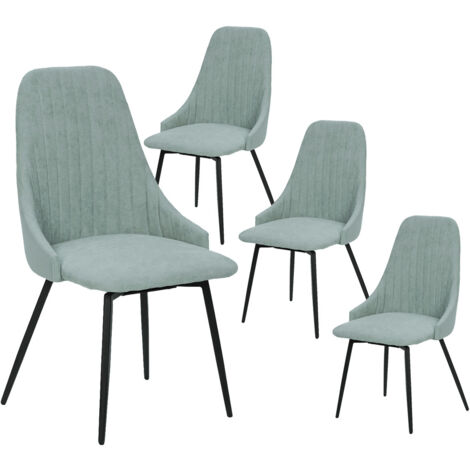 UNDY - Lot de 4 Chaises Pivotantes Tissu Vert Céladon