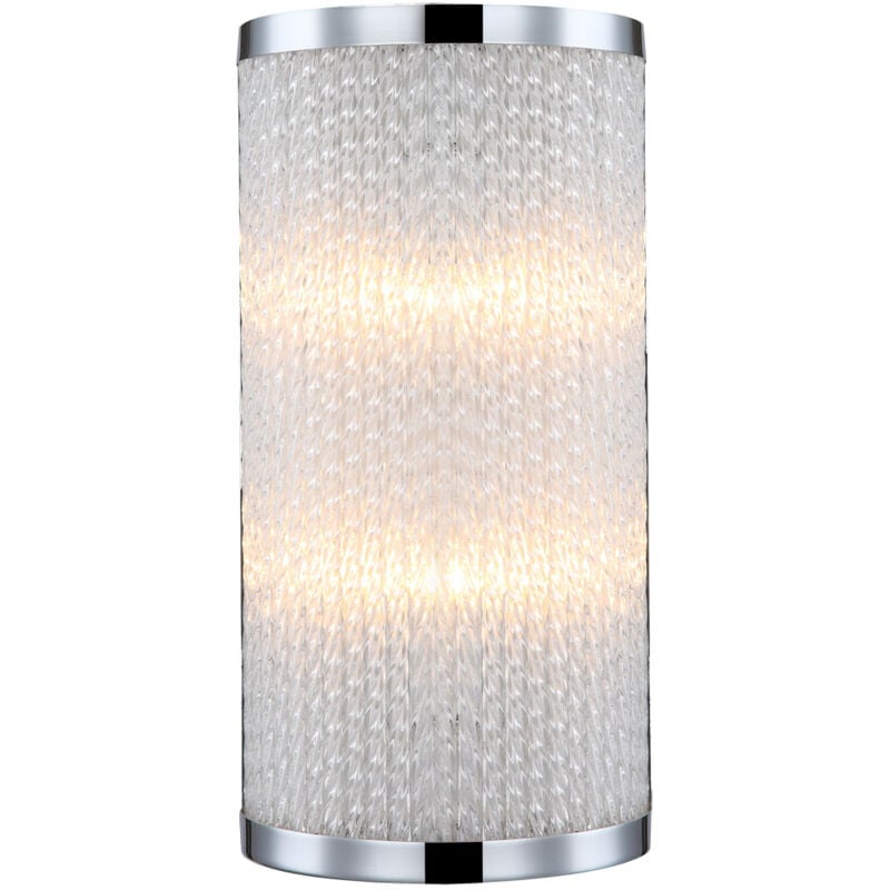 Applique murale à 2 lampes pour cage d'escalier, éclairage de couloir, applique chromée, lampe de salon, tiges de verre torsadées, 2x G9, LxH 15 x 30