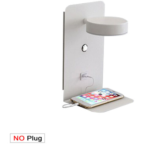 Une applique murale LED pour chambre à coucher avec port de chargement USB, applique murale tactile à intensité variable, 12W, applique murale de lecture rotative à 350° (1pcs blanche)