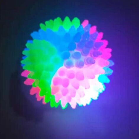 une Balle Lastique Trois Couleurs Flash Pour Chien 5,5 Cm Avec Pointes Phosphorescentes Jouet Interactif Chat Et Chien