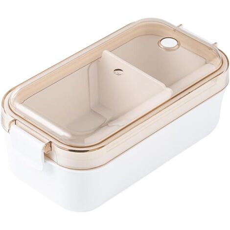 Une boîte à lunch à compartiments internes, une petite boîte bento avec des fruits, de couleur brune, parfaite pour la maternelle.