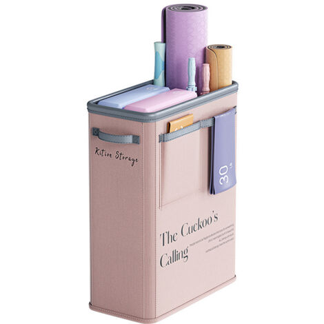 Une boîte de rangement rose pour tapis de yoga (523920cm) et un panier de rangement pliable pour tapis de yoga et autres articles divers.