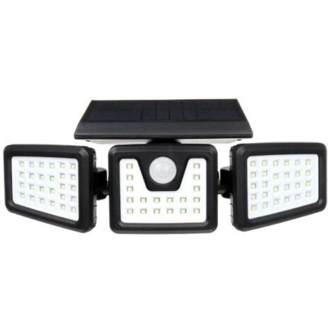 Une ceinture trois tête de lampe 70 LED lumière solaire capteur de mouvement applique murale rotative extérieure Patio jardin lumière