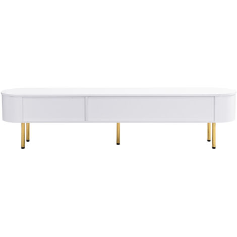 Une combinaison simple et luxueuse de meuble TV, de meuble de salon. Il comporte des tiroirs et des coins arrondies.
