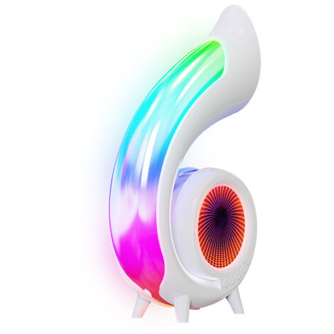 Une enceinte connectée multifonctionnelle avec réveil, miroir de maquillage et éclairage d'ambiance, idéale pour le divertissement à domicile.