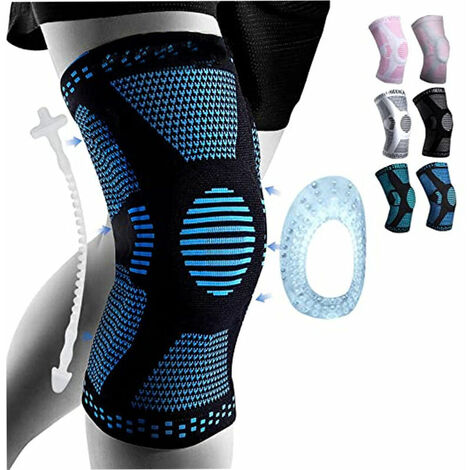 Une genouillère professionnelle pour homme et femme avec coussinets rotuliens en gel et stabilisateurs latéraux, genouillères de qualité (A)