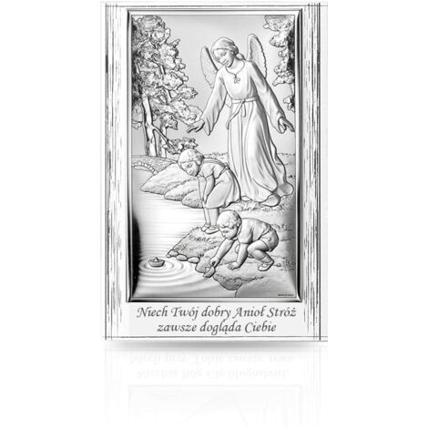 Une image d'un ange gardien au-dessus d'une rivière sur un panneau avec l'inscription  Taille: 9x13,5 cm  UGS : VL827/3