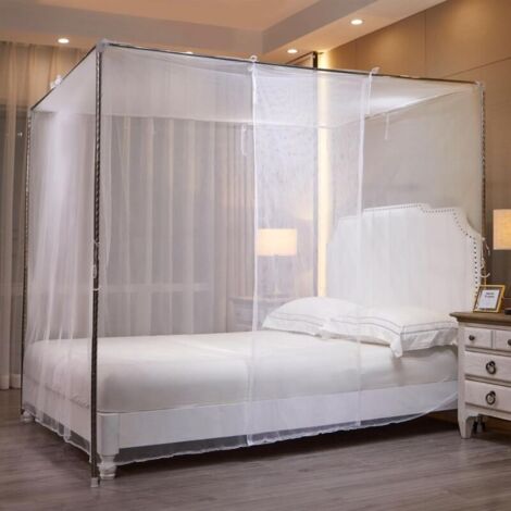 Une moustiquaire blanche de 1,5 x 2,0 mètres avec un rideau en maille simple face pour la décoration de la chambre à coucher (cadre de lit non inclus)