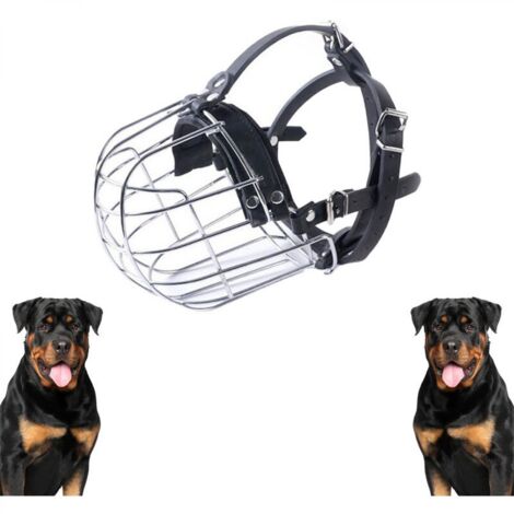 Une muselière argentée pour chiens, de 40 cm de long, pour prévenir les morsures, les ingestions accidentelles et les aboiements.