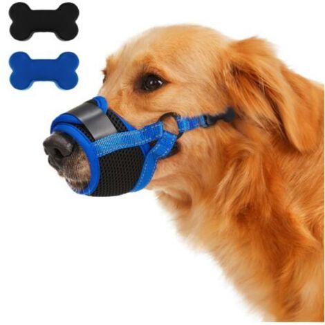 Une muselière bleue XXL pour chien afin d'éviter les morsures et les ingestions accidentelles  muselière réglable.