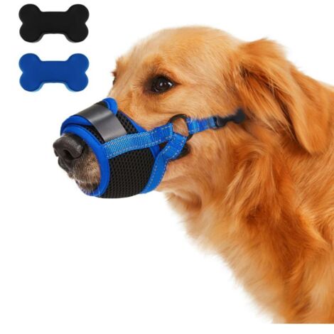 Une muselière bleue XXL pour chien afin d'éviter les morsures et les ingestions accidentelles muselière réglable.
