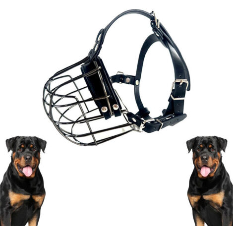 Une muselière noire pour chiens, de 40 cm de long, pour éviter les morsures et les ingestions accidentelles, et pour empêcher les aboiements.