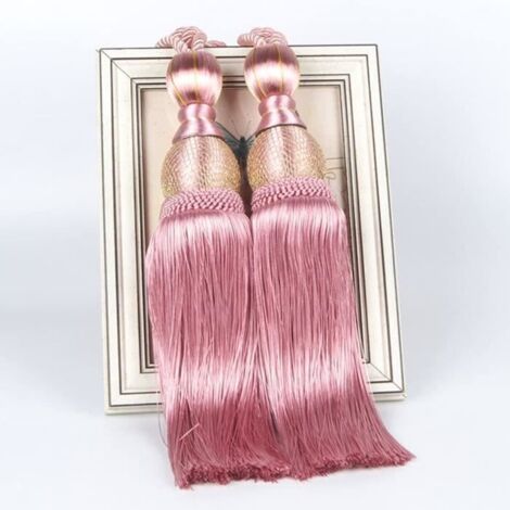 Une paire d'attaches de rideaux VIPITH avec glands en ruban - Rubans de rideau (Rose)