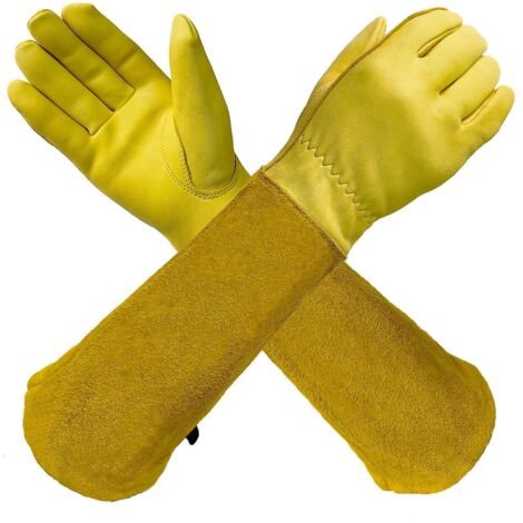 une Paire De Gants De Jardinage Jaune Xl Anti-pines Pour La Taille Des Rosiers