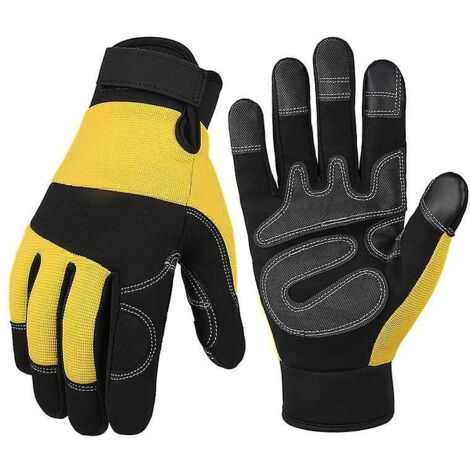 une Paire De Gants De Travail De Jardin Xl Jaunes Rsistants Aux Pines, Flexibles, En Cuir Robuste, Comptences De Mcanicien, Respirants, Gants De C