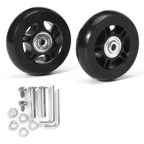 2kits De Roues De Remplacement De Valise 50x18mm, Roue De Voyage Pour Bagages OD 6mm Essieux En Caoutchouc Acier + Vis + Clés Outil De Réparation