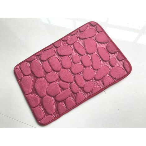 une Pice Rouge Fonc Flanelle Maison Galet Tapis De Sol 40x60 Cm Absorbant Antidrapant Tapis Chambre Entre Tapis Salle De Bain Tapis