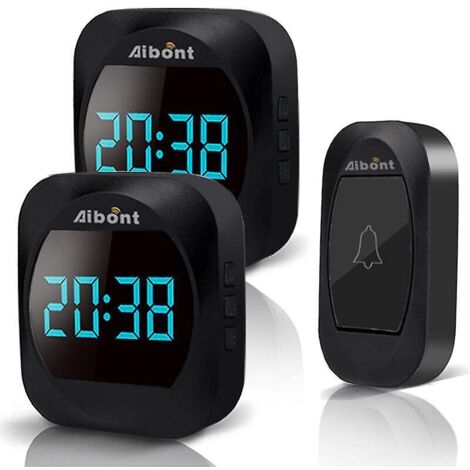 une Pice Sans Piles] Cloche Radio Avec Indicateur De Temprature Led, Kit De Cloche Lectronique Tanche Avec 2 Rcepteurs Enfichables, Porte De 150 M