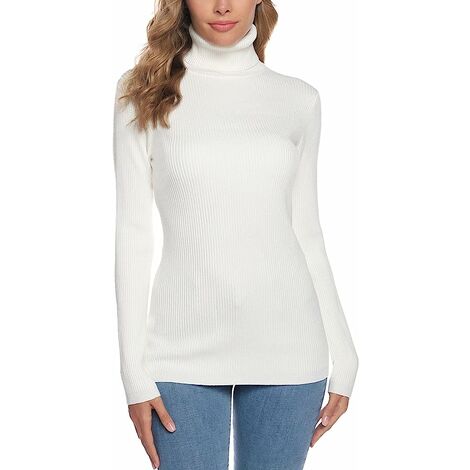 Une pièce femmes col roulé pull en tricot à manches longues pull basique pull pull haut Chic hiver mode Suggestion L160cm BF