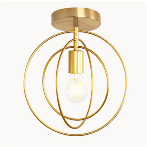 Une pièce ronde abat-jour de plafond sans source de lumière E27 pendentif lumière Vintage industriel fer métal anneau pendentif Led Antique suspension pour chambre salon maison hôtel bar couloir cuisi