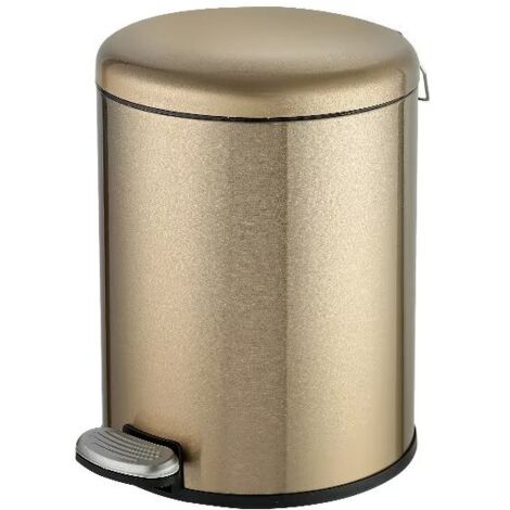 Une poubelle de salle de bain en acier inoxydable, poubelle à pédales, 6L,Champagne d'or