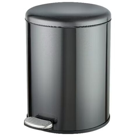 Une poubelle de salle de bain en acier inoxydable, poubelle à pédales, 6L,Noir