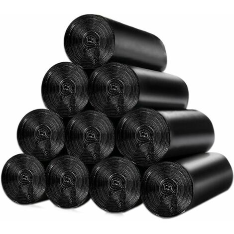 Une sélection de 150 sacs poubelles de 10 litres avec poignée coulissante. résistants aux fuites. 10 rouleaux de sacs poubelles rectangulaires de 10 litres. moyen 45 x 50 cm noir