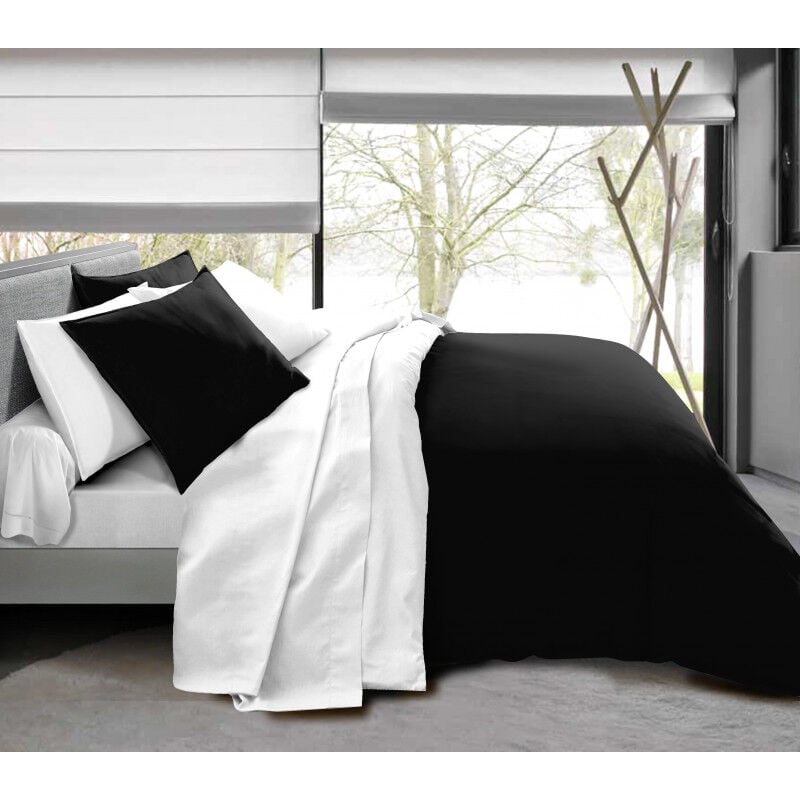 Univers Decor - Une surprise se cache derrière cette offre Housse de couette 240 x 220 cm Noir/Blanc réversible pour lit 140 x 190 cm