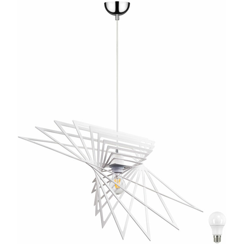 Etc-shop - Lampe suspension plafonnier blanc en métal Lampe suspendue réglable dans un ensemble comprenant des ampoules LED