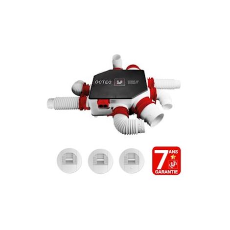 Unelvent – Kit VMC Hygro Haute Pression type B – Débit max réglable – Très basse consommation – Conformité RE2020 – Pour logements jusqu'à 6 sanitaires