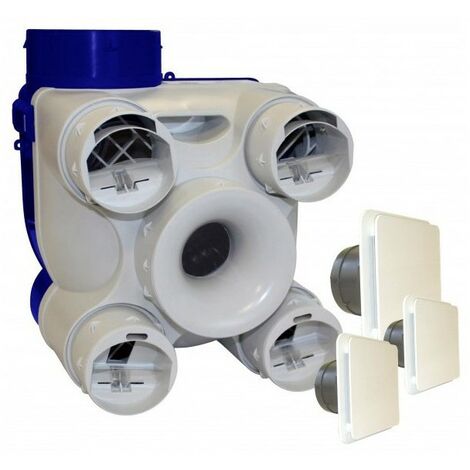 Unelvent – VMC simple flux autoréglable 4 piquages Ø80/125mm – Débit max 30 m³/h – Caisson compact silencieux – Installation verticale - DECO 2 K