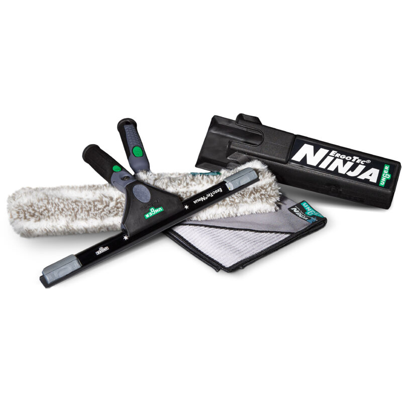Unger - Ninja Premium Glass Cleaner Set (Productos de alto rendimiento para limpieza profesional de cristales, 4 piezas) AKN12