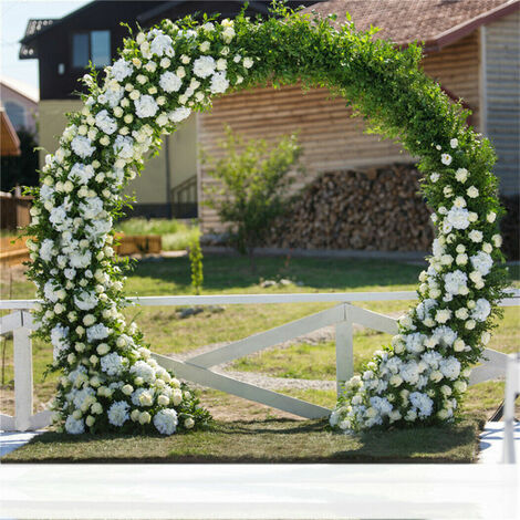 Unho – Arche ronde mariage champêtre 2.4m x 2.2m – Fer blanc résistant aux intempéries – Capacité de charge 5 kg – Décor pour cérémonies et photos