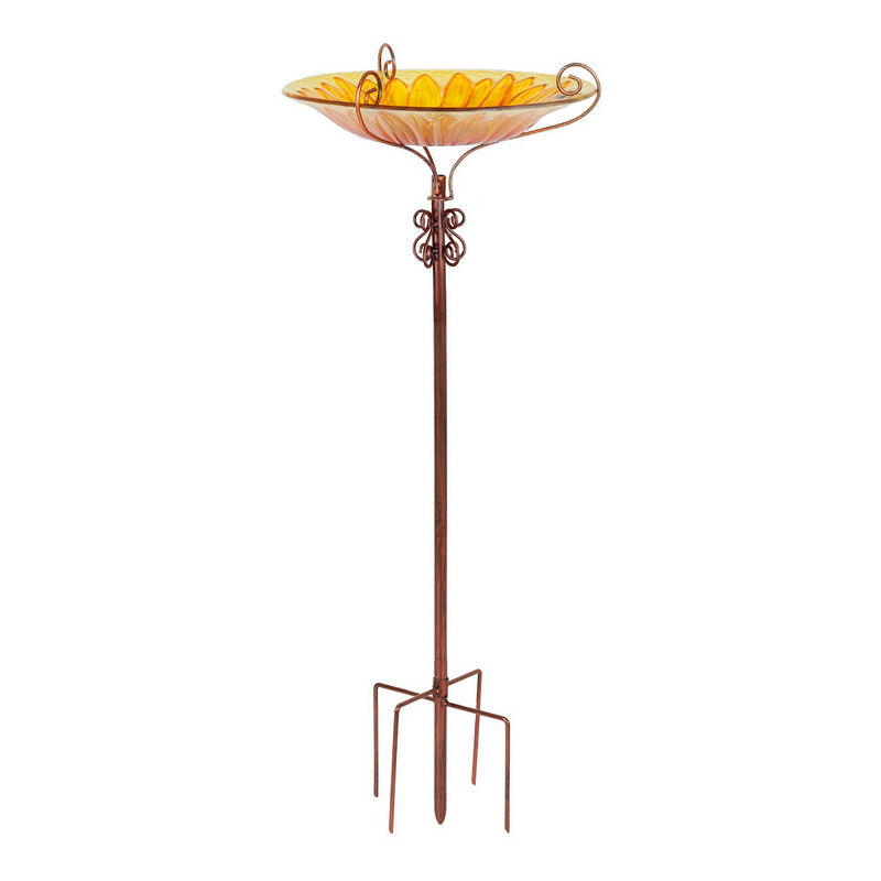 Baño para Pájaro Decorativo, Fuente para Pajaro Ave Gran Bebedero para Pájaro Exterior Patio, Naranja - Unho