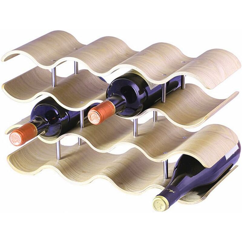 

Botelleros de Madera para Vino ， Estante con 4 Niveles para 14 Botellas de Vino Expositor de Vinos 42 x 25 x 16 cm - Unho