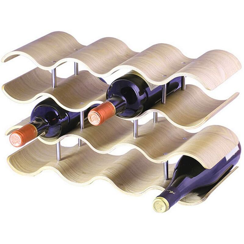 

Botelleros de Madera para Vino ， Estante con 4 Niveles para 14 Botellas de Vino Expositor de Vinos 42 x 25 x 16 cm - Unho