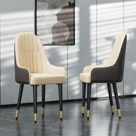 Unho – Lot de 2 chaises de salle à manger en cuir microfibre – Confort optimal – Dimensions 52x58x90cm – Couleur crème blanc