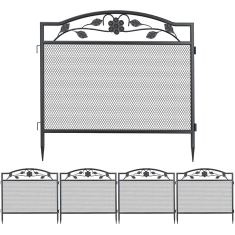 Unho – Clôture de jardin en fer 5pcs – Bordures décoratives noires 80x80cm – Protection pour plantes et animaux – Installation facile