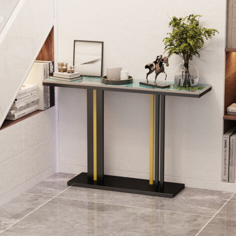 UNHO Console Table Marbel Table Modern Sofa Entryway Table Metal Frame Sturdy for Living Room Hallway, Multi Color