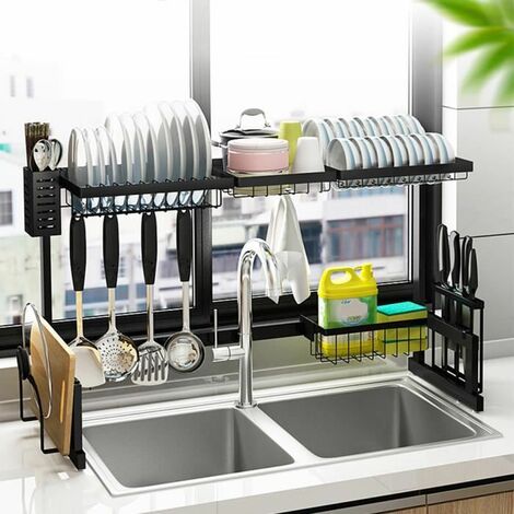 Unho – Égouttoir à vaisselle en inox 85x53cm – Support de cuisine pour fruits et légumes – Organisateur robuste pour poêles et casseroles