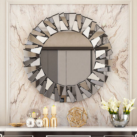 UNHO Espejo de pared Decorativo Recibidor Moderno Redondo 80x80cm